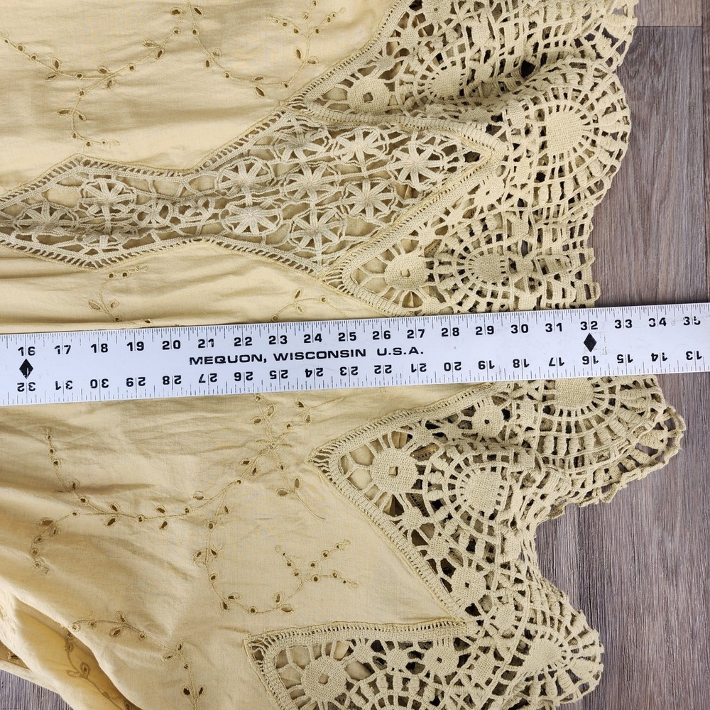Anthropologie Mustard Yellow Boho Strapless Midi Dress Crochet Lace Eyelet Sz 8 - Picture 7 of 13